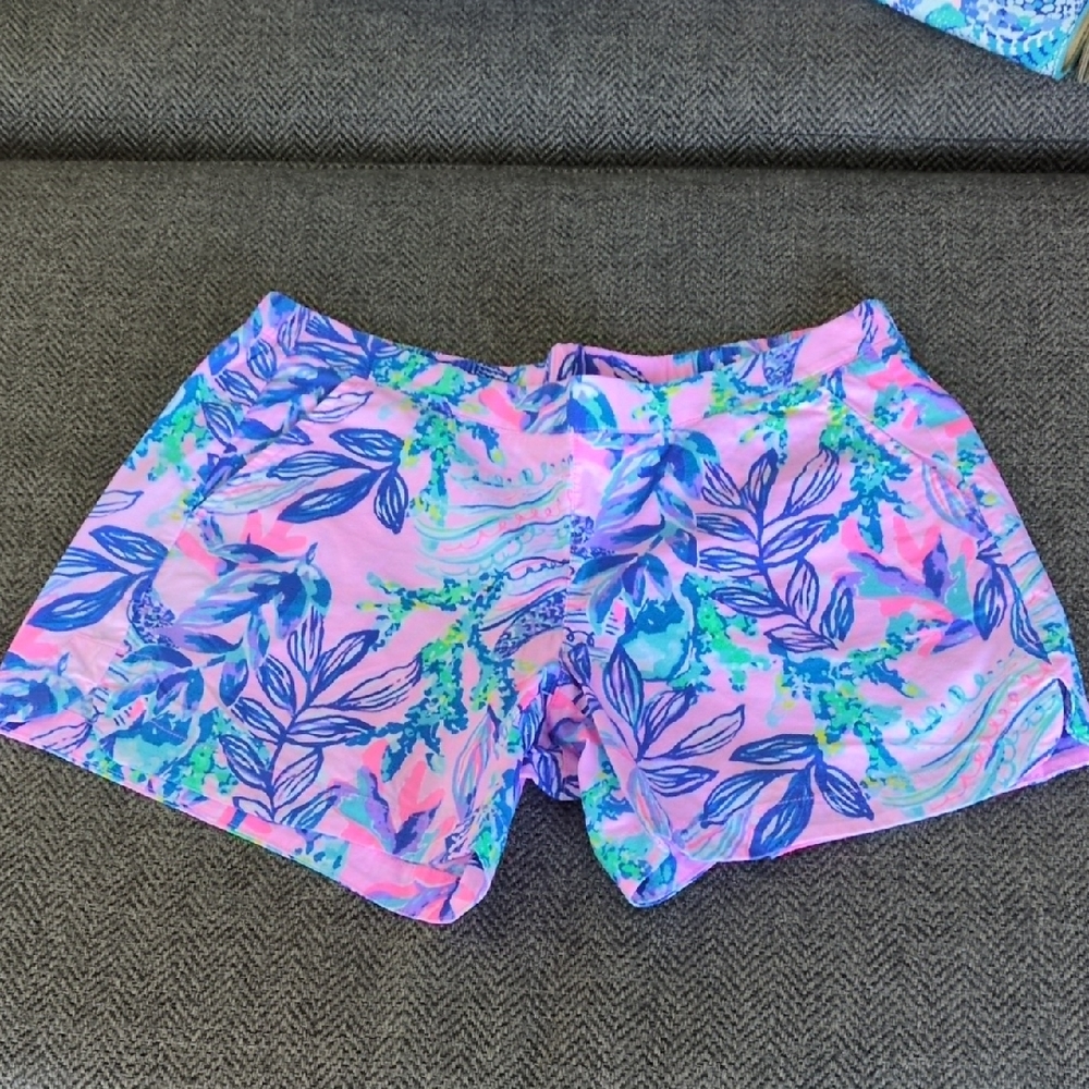 Lilly Pulitzer Pink and Blue Floral Athletic Shorts